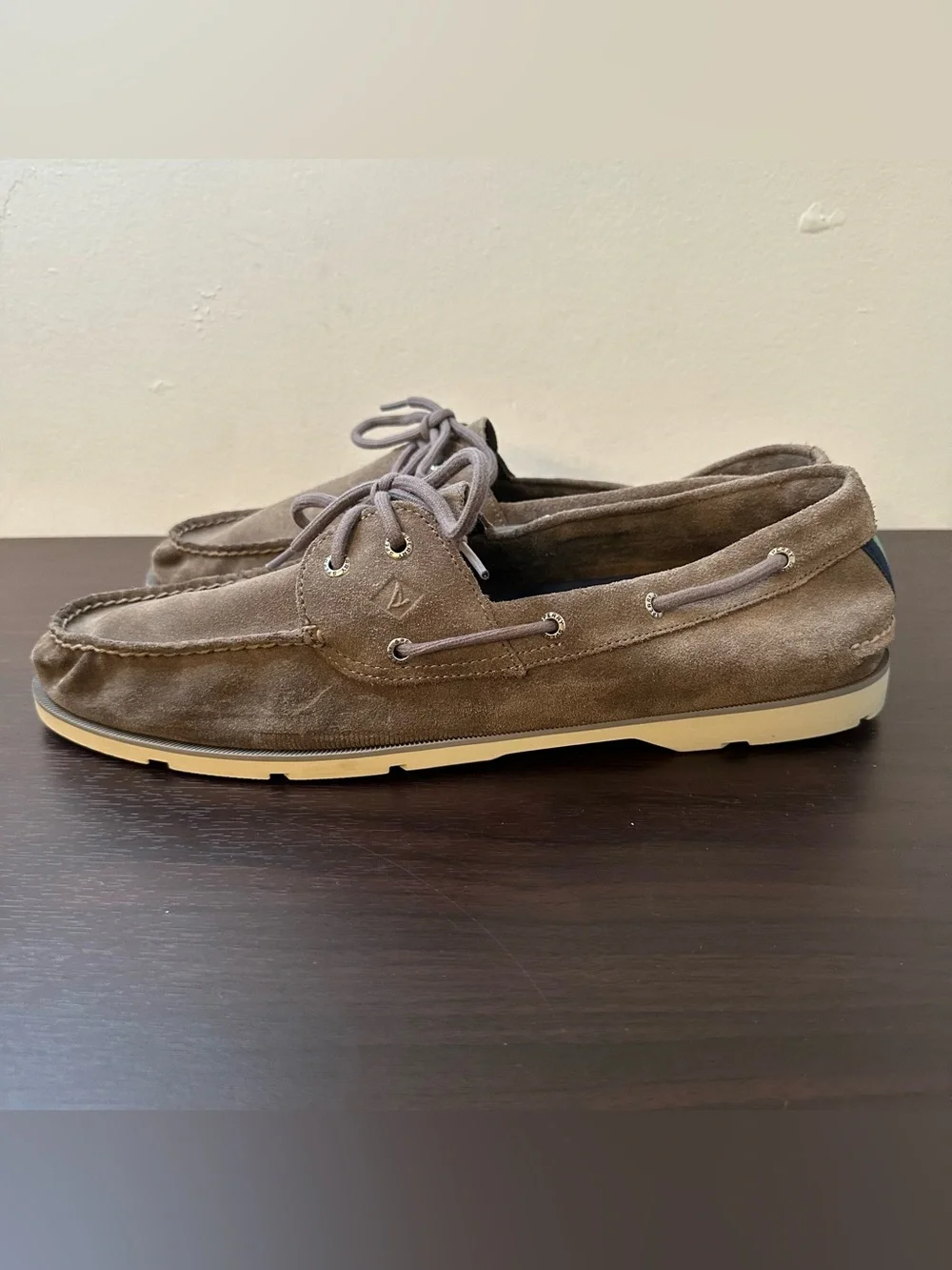 Sperry Top-Sider Gray Suede Boat Shoes Lace-Up 2-Eye Ripple 15 Casual Coastal